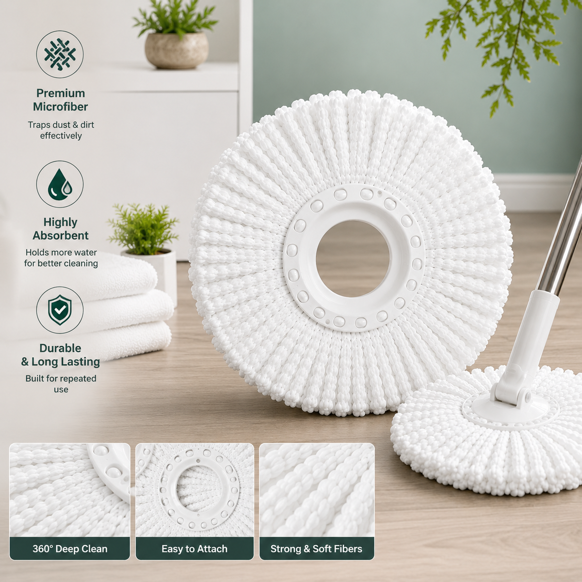 Premium Microfiber Mop Refill – Super Absorbent Replacement Head