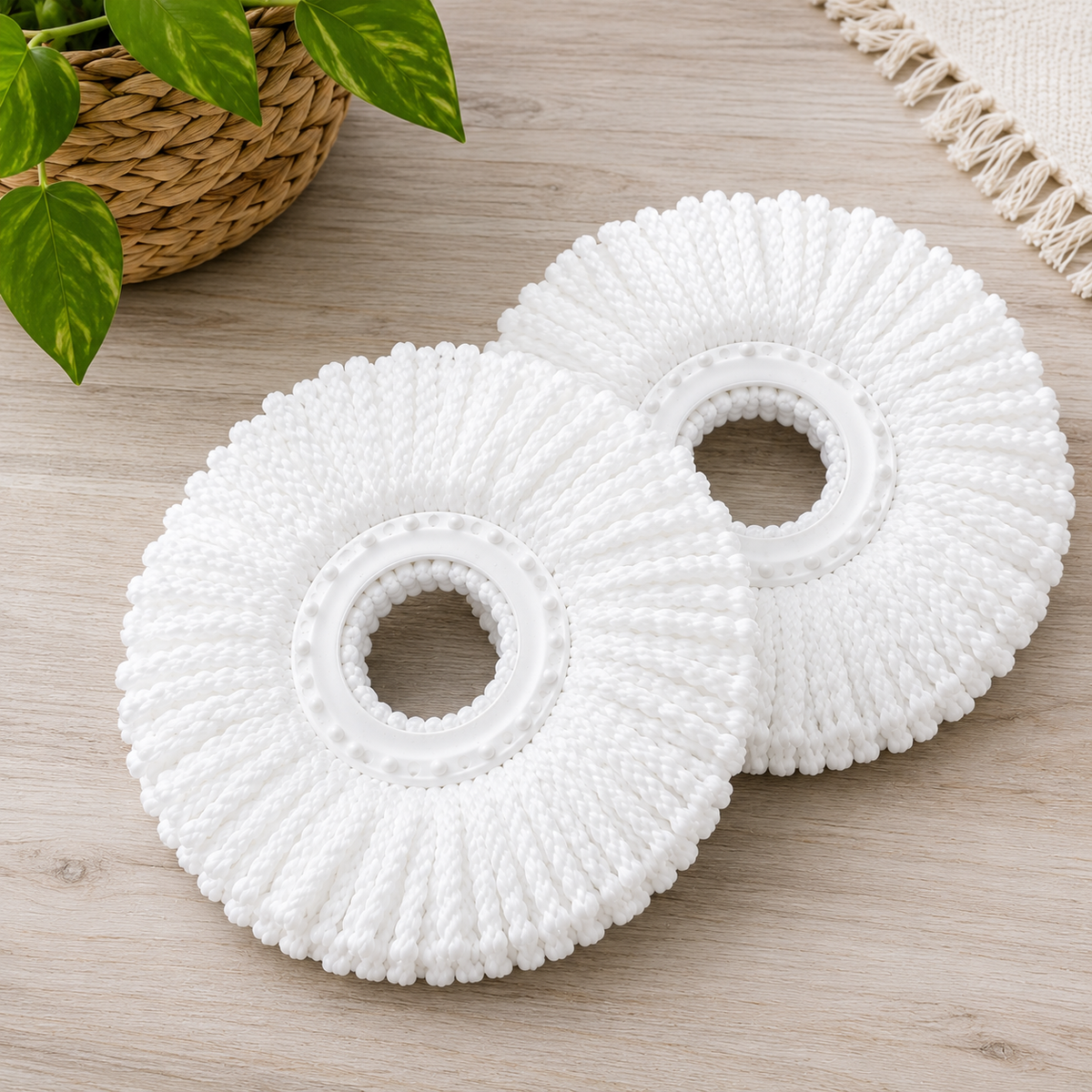 Microfiber Spin Mop Head Refill Pack of 2 | 360° Rotating Replacement Mop Heads | Super Absorbent, Washable & Durable Mop Refills for Floor Cleaning