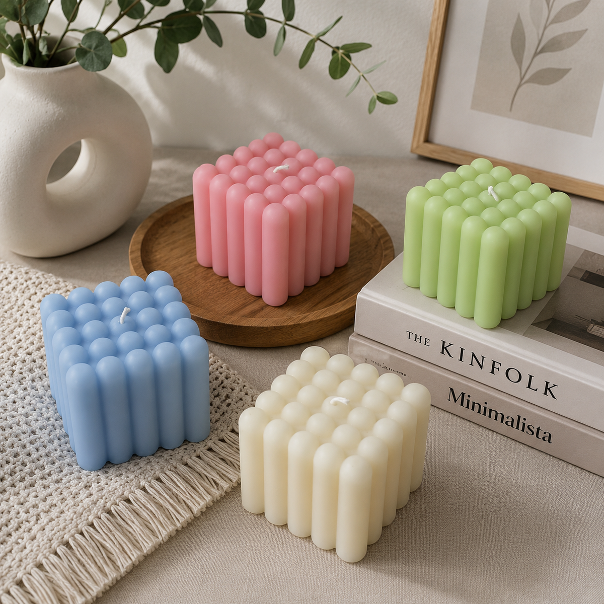 Bubble Cube LED Electric Candles 2 Inch | Pack of 12 | Battery Operated Flameless Decorative Lights