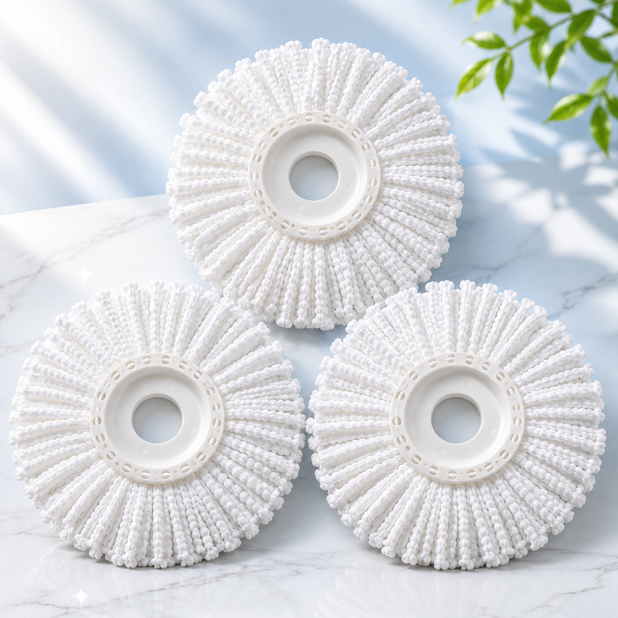 Microfiber Spin Mop Head Refill Pack of 3 | 360° Rotating Replacement Mop Heads | Super Absorbent, Washable & Durable Mop Refills for Floor Cleaning