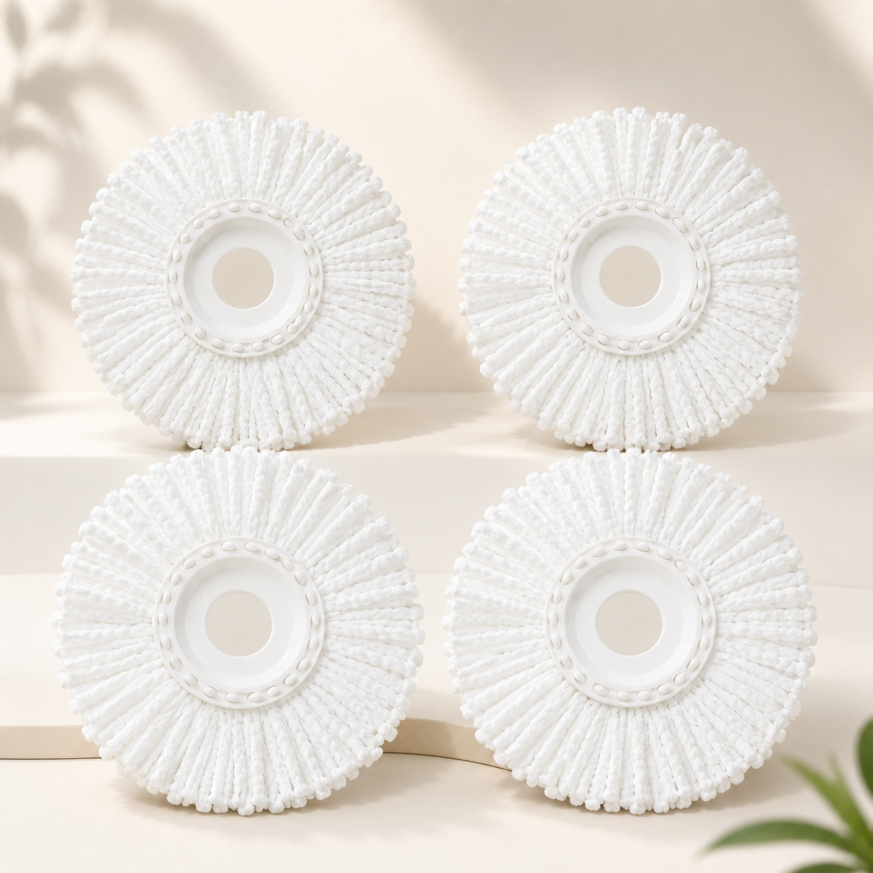 Microfiber Spin Mop Head Refill Pack of 4 | 360° Rotating Replacement Mop Heads | Super Absorbent, Washable & Durable Mop Refills for Floor Cleaning