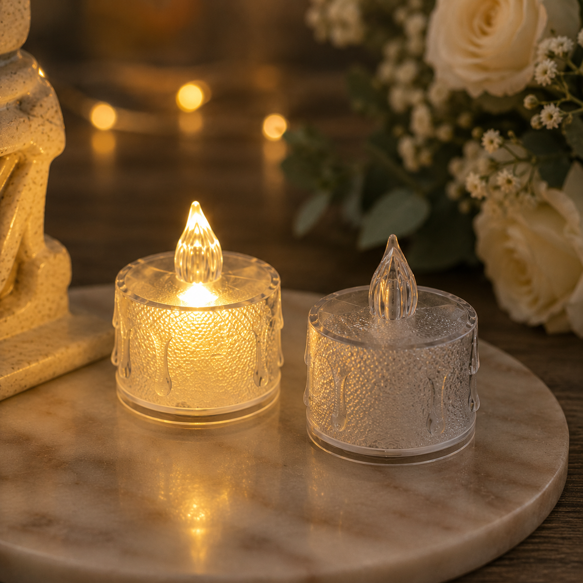 Flameless Warm LED Tea Light Candles 2 Inch | Pack of 24 Electric Candles