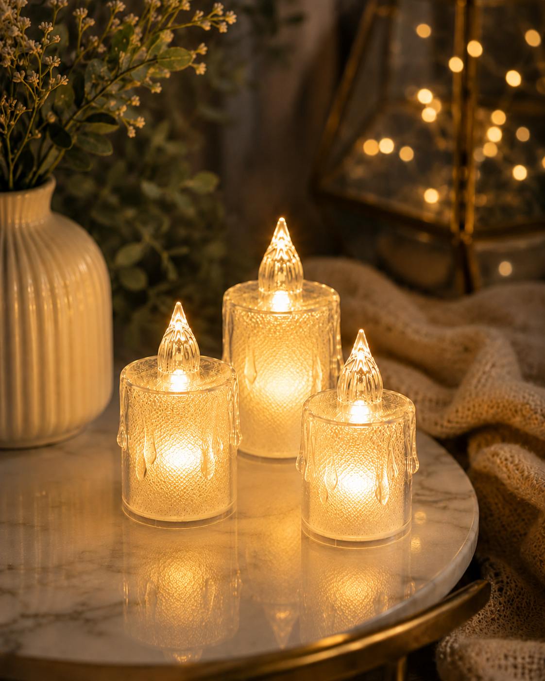 Flameless Warm LED Tea Light Candles 3 Inch | Pack of 24 Electric Candles