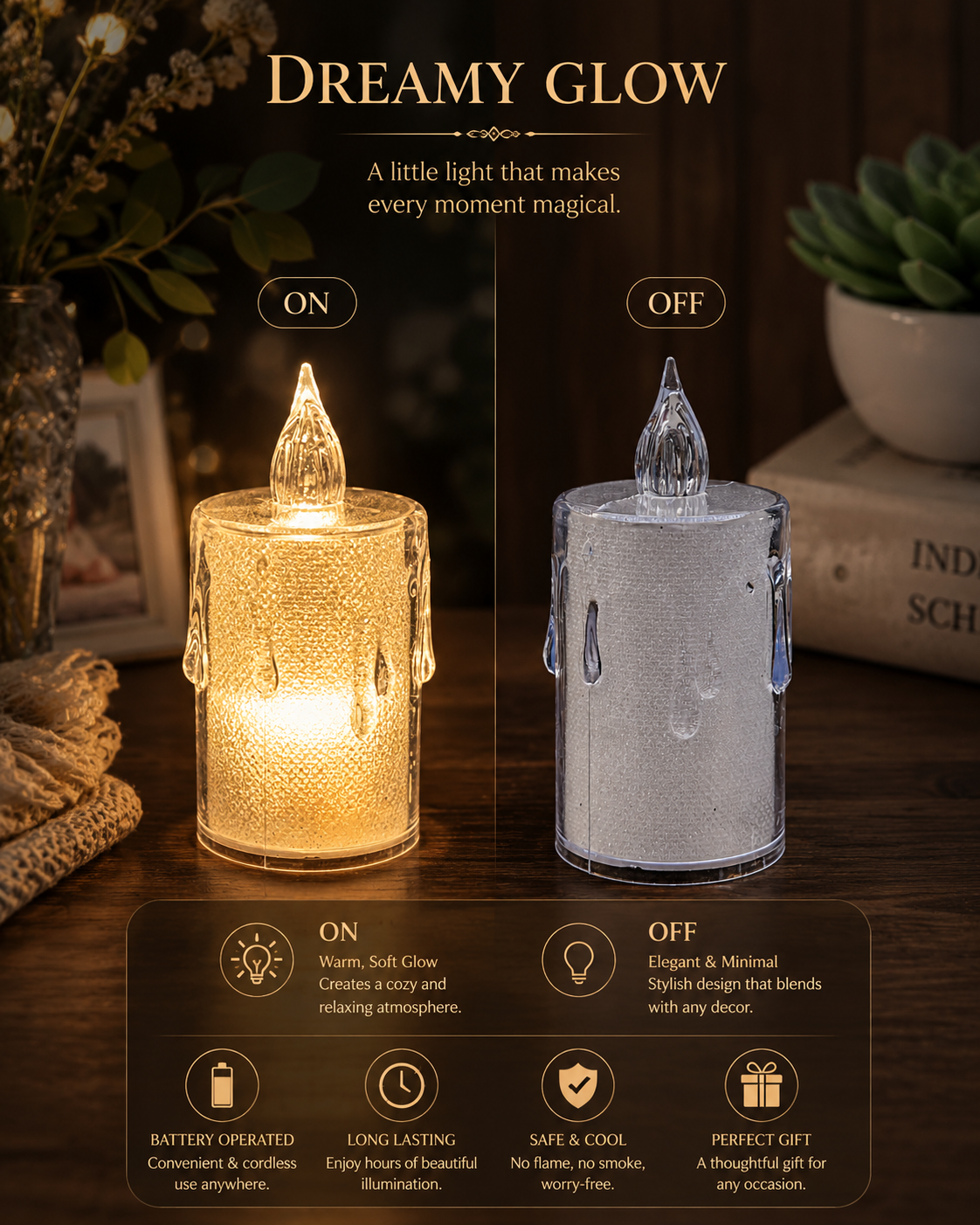 Flameless Warm LED Tea Light Candles 3 Inch | Pack of 24 Electric Candles
