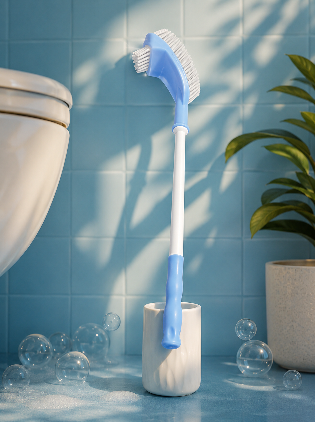 Double-Sided Toilet Cleaning Brush with Long Handle | Deep Cleaning Toilet Bowl Brush | Strong Durable Bristles | Ergonomic Grip | Bathroom Cleaning Tool