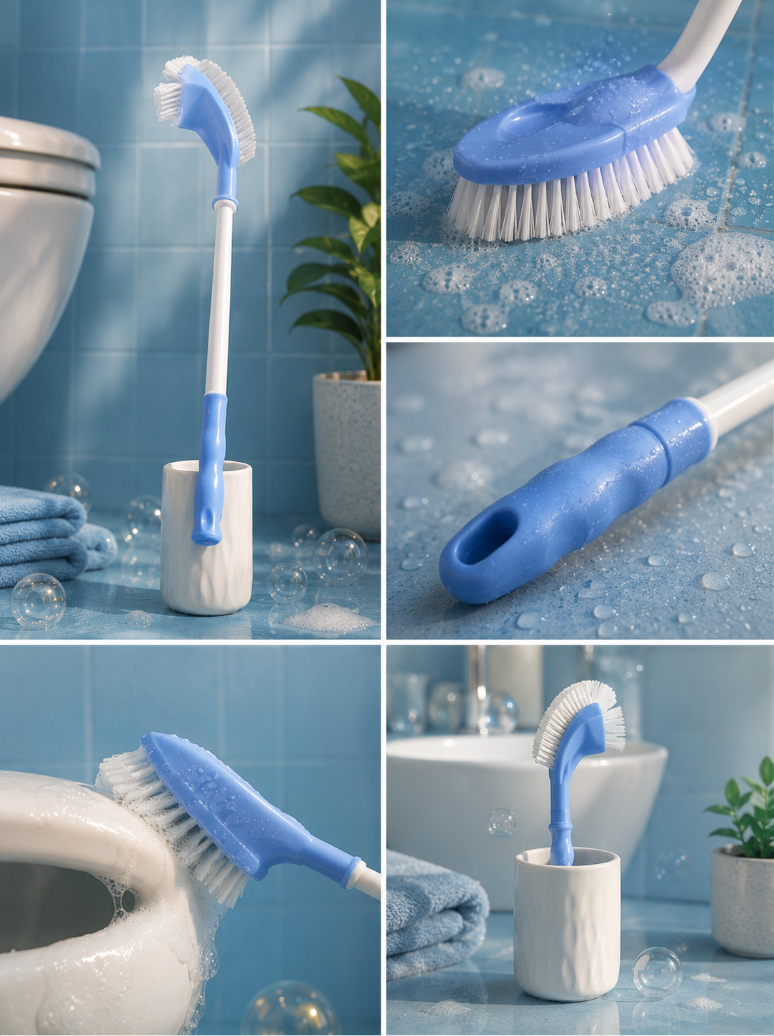 Double-Sided Toilet Cleaning Brush with Long Handle | Deep Cleaning Toilet Bowl Brush | Strong Durable Bristles | Ergonomic Grip | Bathroom Cleaning Tool