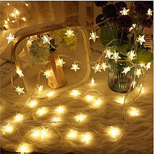 LED Star Fairy String Lights | Decorative Hanging Lights | Energy-Efficient Warm White Lights for Festivals, Parties & Home Decoration